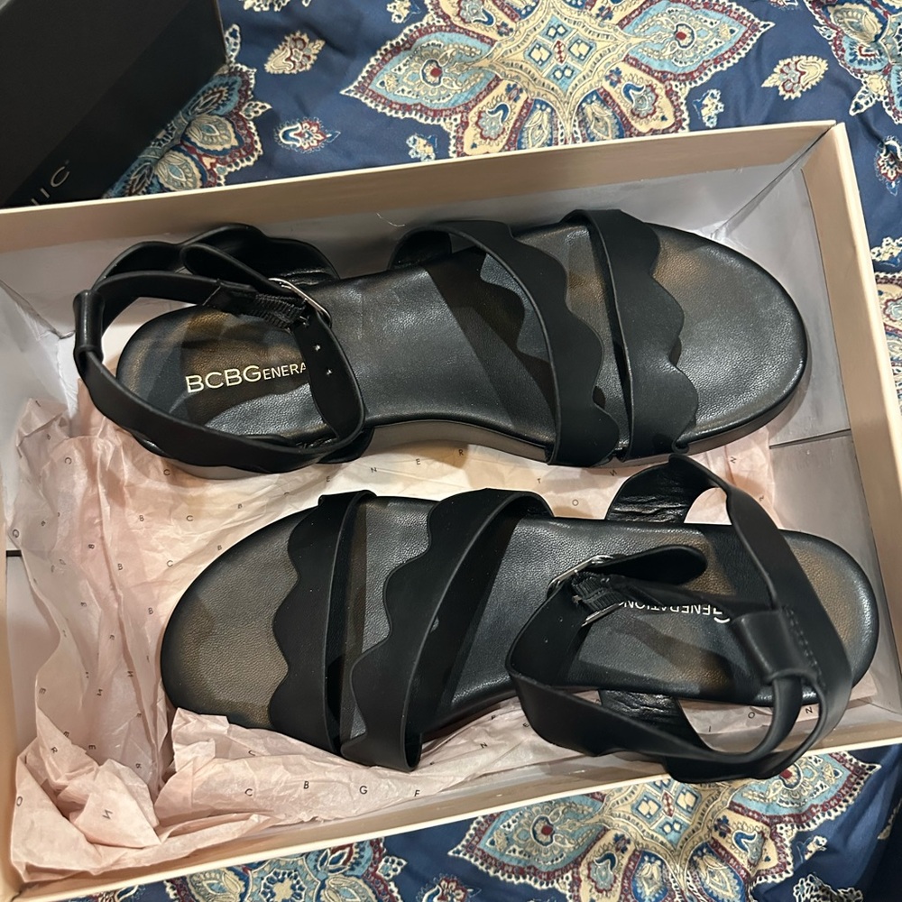 BCBGeneration Black Strappy Sandals